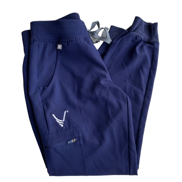 FIGS Technical Collection Zamora Ankle Cuff Tapered Leg Blue Scrub Jogger Pants - Picture 16 of 16